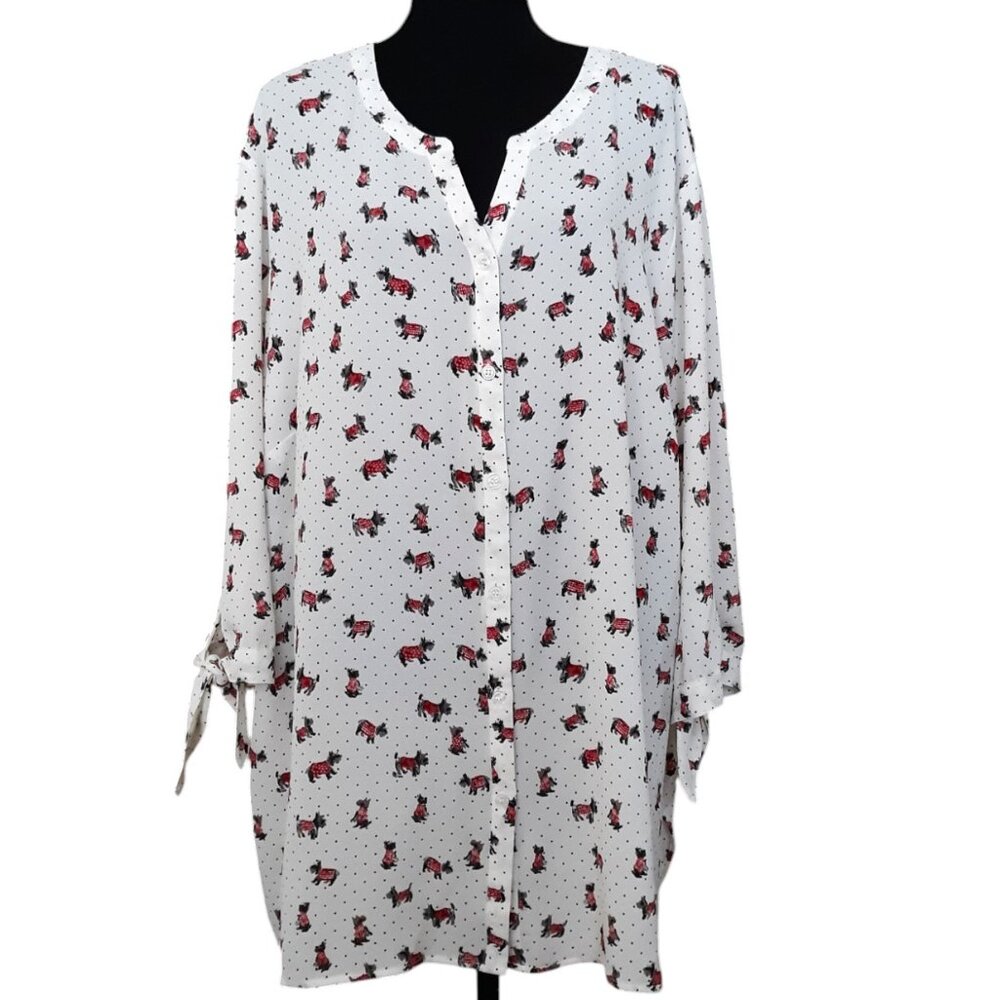Catherines Scottie Dog Blouse Women's Size 3X